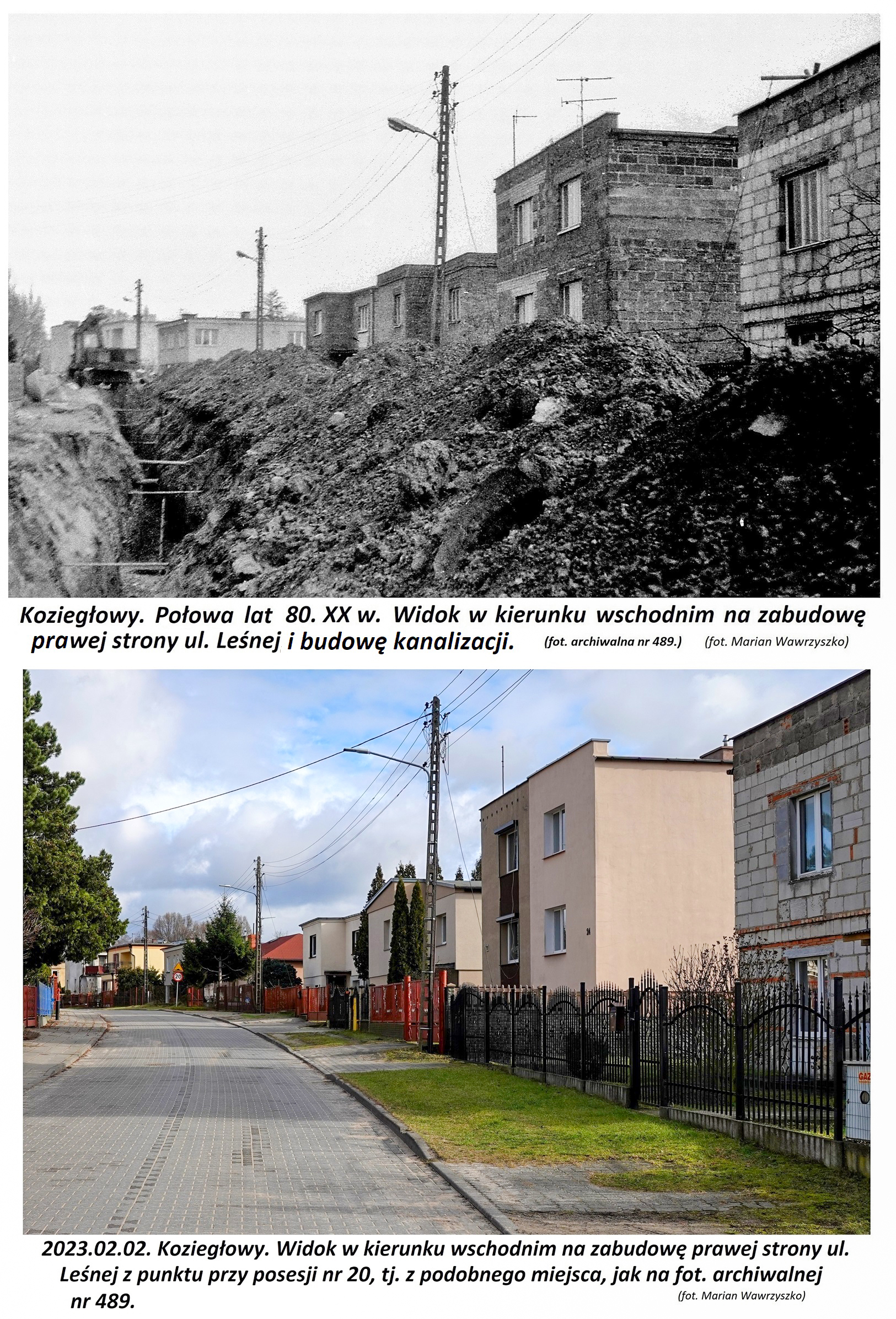 Widok na zabudowę prawej strony ulicy Leśnej