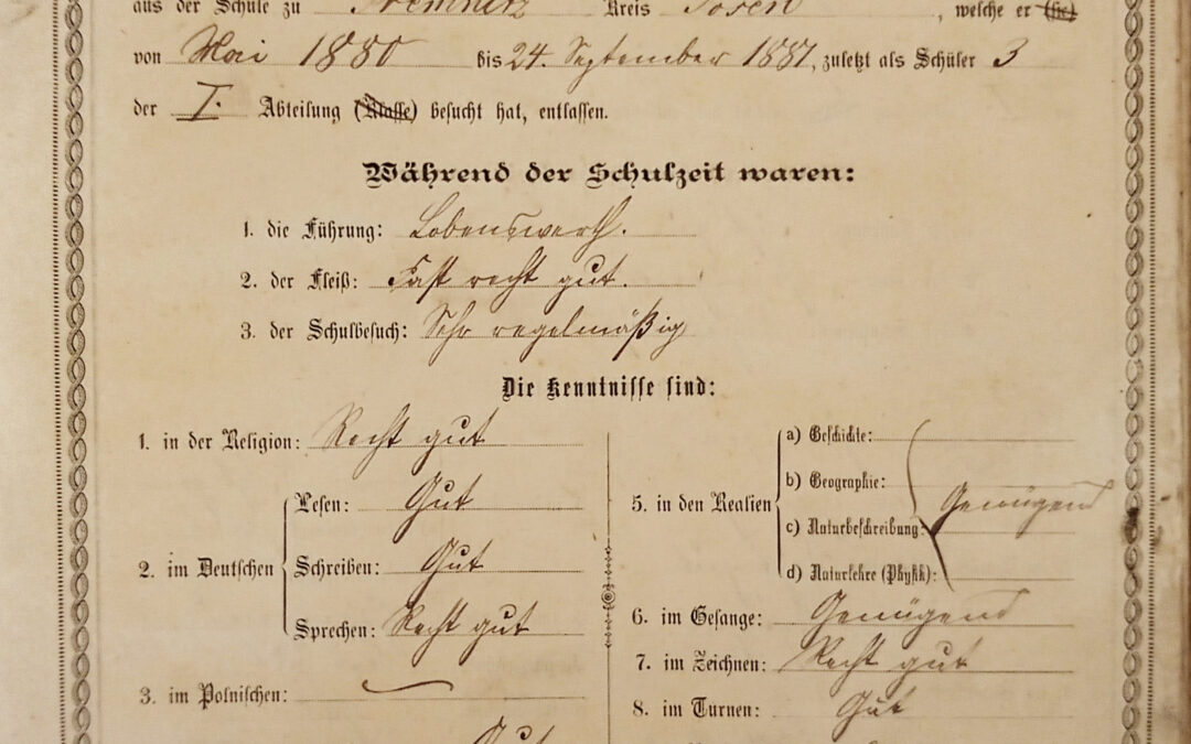 Świadectwo ukończenia szkoły w Promnicach