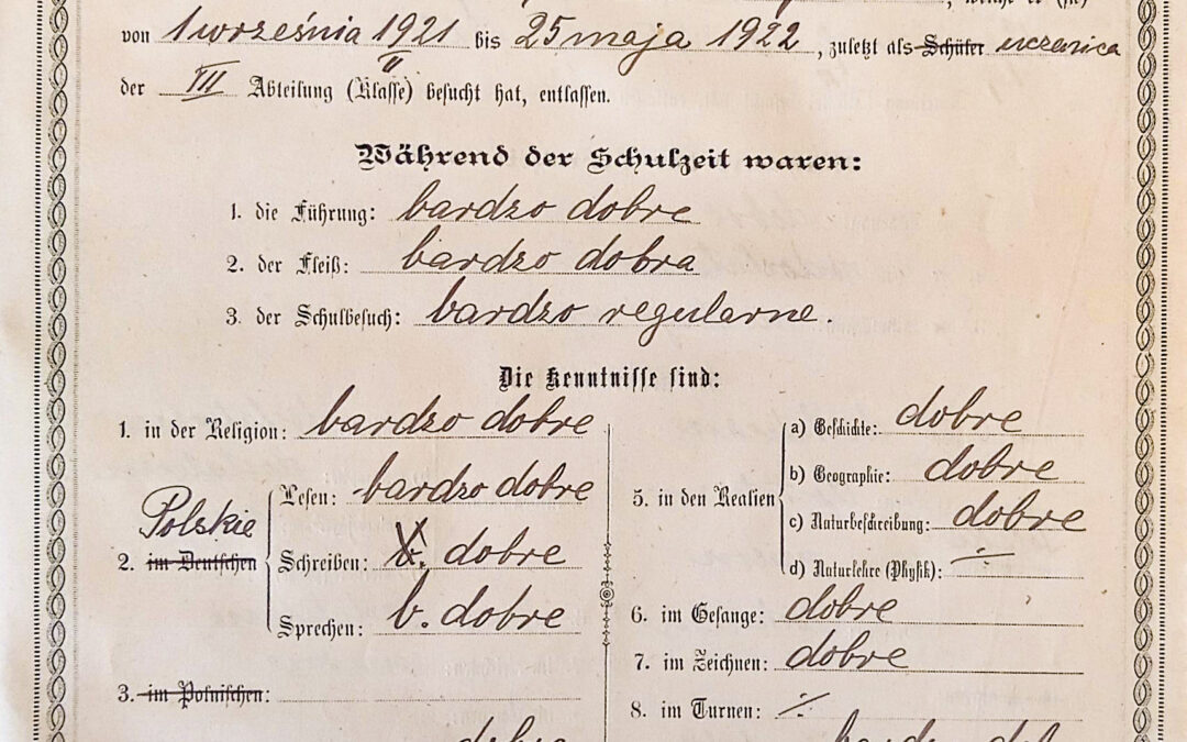 Świadectwo ukończenia szkoły w Promnicach